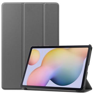 For Samsung Galaxy Tab S7 T870 Custer Texture Horizontal Flip Leather Case with Three-folding Holder & Sleep / Wake-up Function(Grey)