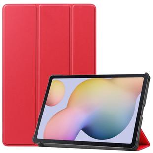 For Samsung Galaxy Tab S7 T870 Custer Texture Horizontal Flip Leather Case with Three-folding Holder & Sleep / Wake-up Function(Red)