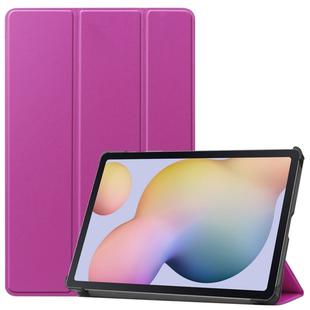 For Samsung Galaxy Tab S7 T870 Custer Texture Horizontal Flip Leather Case with Three-folding Holder & Sleep / Wake-up Function(Purple)