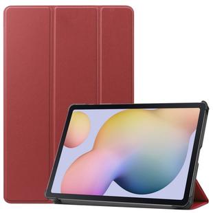 For Samsung Galaxy Tab S7 T870 Custer Texture Horizontal Flip Leather Case with Three-folding Holder & Sleep / Wake-up Function(Wine Red)