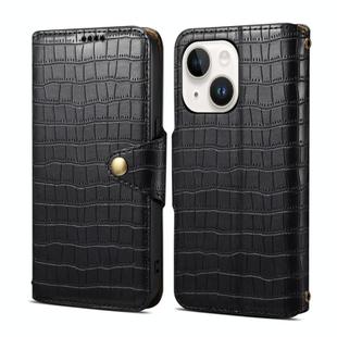 For iPhone 15 Plus Denior Crocodile Texture Oil Edge Leather Phone Case(Black)