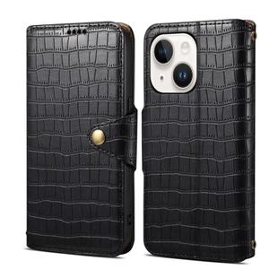 For iPhone 15 Denior Crocodile Texture Oil Edge Leather Phone Case(Black)