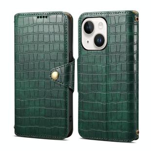 For iPhone 14 Denior Crocodile Texture Oil Edge Leather Phone Case(Green)