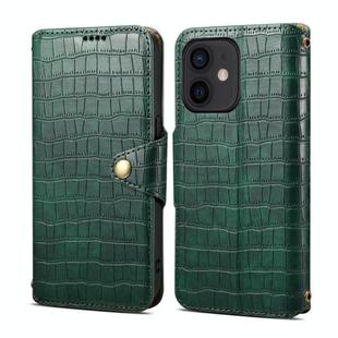 For iPhone 12 Denior Crocodile Texture Oil Edge Leather Phone Case(Green)