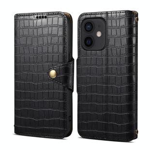 For iPhone 11 Denior Crocodile Texture Oil Edge Leather Phone Case(Black)