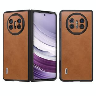 For Huawei Mate X5 ABEEL Two-color Calf Texture PU Phone Case(Brown)