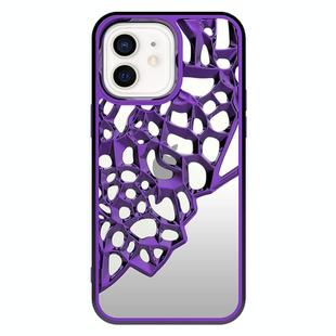 For iPhone 11 Mirror Style Hollow Heat Dissipation Electroplated  TPU Phone Case(Purple)