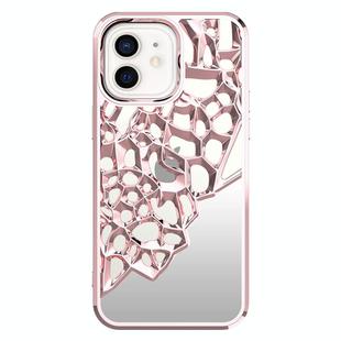 For iPhone 11 Mirror Style Hollow Heat Dissipation Electroplated  TPU Phone Case(Pink)