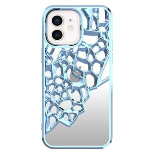 For iPhone 11 Mirror Style Hollow Heat Dissipation Electroplated  TPU Phone Case(Blue)