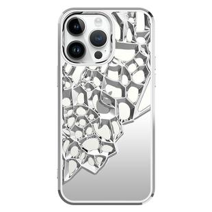 For iPhone 11 Pro Max Mirror Style Hollow Heat Dissipation Electroplated  TPU Phone Case(Silver)