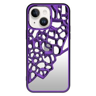 For iPhone 13 Mirror Style Hollow Heat Dissipation Electroplated  TPU Phone Case(Purple)