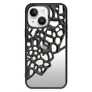 For iPhone 14 Mirror Style Hollow Heat Dissipation Electroplated  TPU Phone Case(Black)