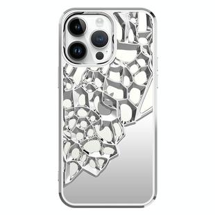 For iPhone 15 Pro Max Mirror Style Hollow Heat Dissipation Electroplated  TPU Phone Case(Silver)
