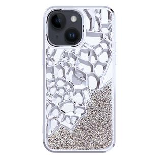 For iPhone 14 Diamond Style Hollow Heat Dissipation Electroplated  TPU Phone Case(Silver)