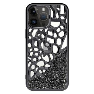 For iPhone 14 Pro Diamond Style Hollow Heat Dissipation Electroplated  TPU Phone Case(Black)