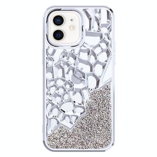 For iPhone 12 Diamond Style Hollow Heat Dissipation Electroplated  TPU Phone Case(Silver)
