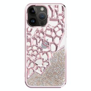 For iPhone 11 Pro Max Diamond Style Hollow Heat Dissipation Electroplated  TPU Phone Case(Pink)