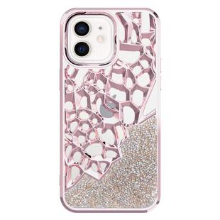 For iPhone 11 Diamond Style Hollow Heat Dissipation Electroplated  TPU Phone Case(Pink)