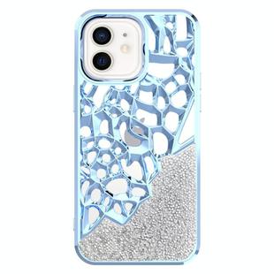 For iPhone 11 Diamond Style Hollow Heat Dissipation Electroplated  TPU Phone Case(Blue)