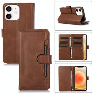 For iPhone 12 mini Wristband Card Slot Leather Phone Case(Coffee)