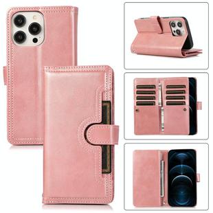 For iPhone 12 Pro Max Wristband Card Slot Leather Phone Case(Rose Gold)