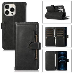 For iPhone 12 Pro Max Wristband Card Slot Leather Phone Case(Black)