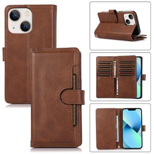 For iPhone 13 Wristband Card Slot Leather Phone Case(Coffee)