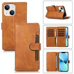 For iPhone 13 mini Wristband Card Slot Leather Phone Case(Brown)
