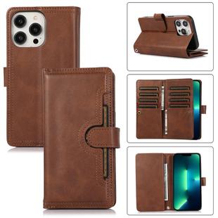 For iPhone 13 Pro Wristband Card Slot Leather Phone Case(Coffee)