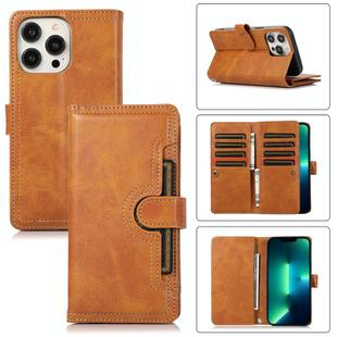 For iPhone 13 Pro Max Wristband Card Slot Leather Phone Case(Brown)