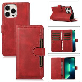 For iPhone 13 Pro Max Wristband Card Slot Leather Phone Case(Red)