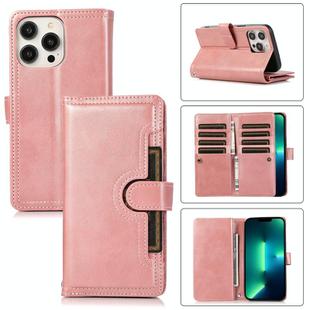 For iPhone 13 Pro Max Wristband Card Slot Leather Phone Case(Rose Gold)