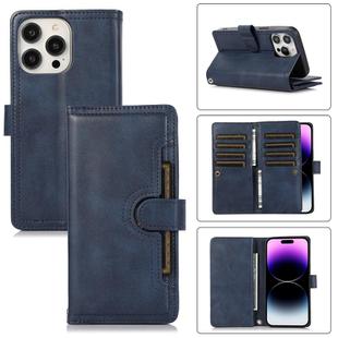 For iPhone 14 Pro Max Wristband Card Slot Leather Phone Case(Blue)