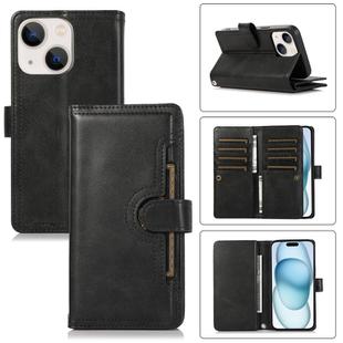 For iPhone 15 Wristband Card Slot Leather Phone Case(Black)