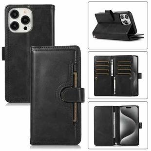 For iPhone 15 Pro Wristband Card Slot Leather Phone Case(Black)