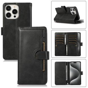 For iPhone 15 Pro Max Wristband Card Slot Leather Phone Case(Black)