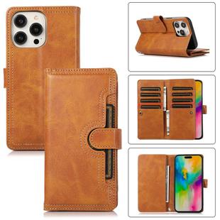 For iPhone 16 Pro Max Wristband Card Slot Leather Phone Case(Brown)