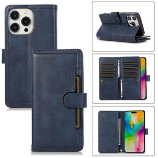 For iPhone 16 Pro Max Wristband Card Slot Leather Phone Case(Blue)