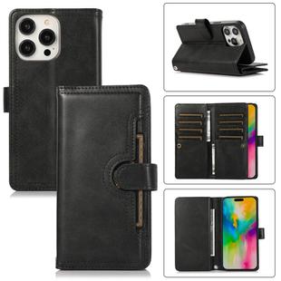 For iPhone 16 Pro Max Wristband Card Slot Leather Phone Case(Black)