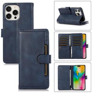 For iPhone 16 Pro Wristband Card Slot Leather Phone Case(Blue)