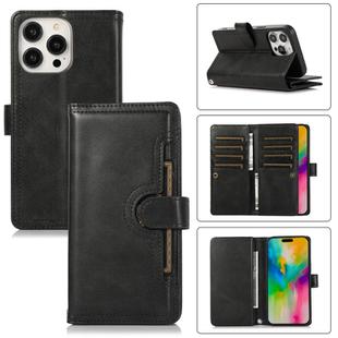 For iPhone 16 Pro Wristband Card Slot Leather Phone Case(Black)