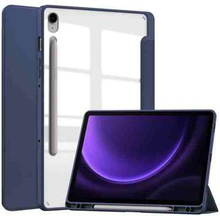 For Samsung Galaxy Tab S9 FE / S10 FE Acrylic 3-folding Smart Leather Tablet Case with Pen Slot(Dark Blue)