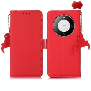 For Huawei Mate 60 Side-Magnetic TJ Genuine Leather RFID Phone Case(Red)