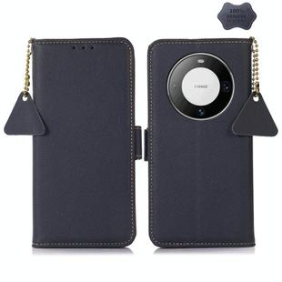 For Huawei Mate 60 Side-Magnetic TJ Genuine Leather RFID Phone Case(Blue)