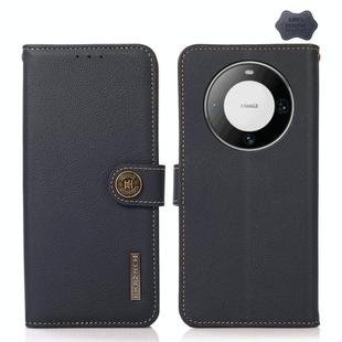 For Huawei Mate 60 KHAZNEH Custer Genuine Leather RFID Phone Case(Blue)