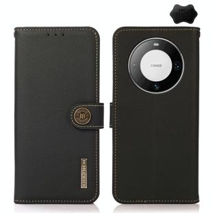 For Huawei Mate 60 Pro KHAZNEH Custer Genuine Leather RFID Phone Case(Black)