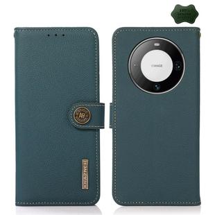 For Huawei Mate 60 Pro KHAZNEH Custer Genuine Leather RFID Phone Case(Green)