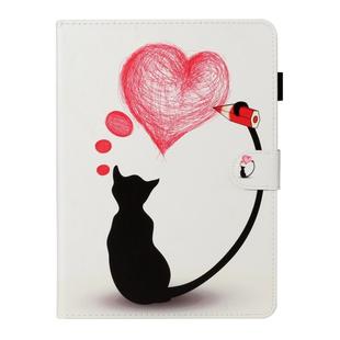 For iPad Pro 11 (2020) Colored Drawing Pattern Horizontal Flip PU Leather Tablet Case with Holder & Card Slot & Sleep / Wake-up Function(Loving Cat)