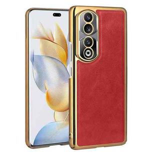 For Honor 90 Pro Electroplated Leather Texture PU + PC Phone Case(Red)