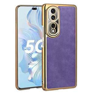 For Honor 80 Pro Electroplated Leather Texture PU + PC Phone Case(Purple)